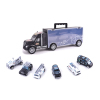 手提货柜拖头车带6只滑行合金警车 滑行 喷漆 塑料