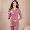 孕妇加绒加厚保暖内衣哺乳套装（L/XL/XXL/XXXL） 100%聚酯纤维 女人 XL 长袖