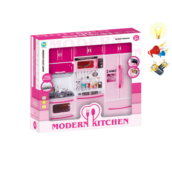 粉红色实色厨房组合 灯光 声音 不分语种IC 塑料