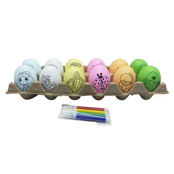12pcs彩色鸡蛋涂色套装 塑料