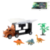 恐龙货柜车+3只回力工程恐龙车子 滑行 黑轮 塑料