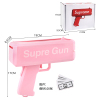 粉色Super GUN喷钱枪+100张纸币 纸弹 手枪 实色 塑料
