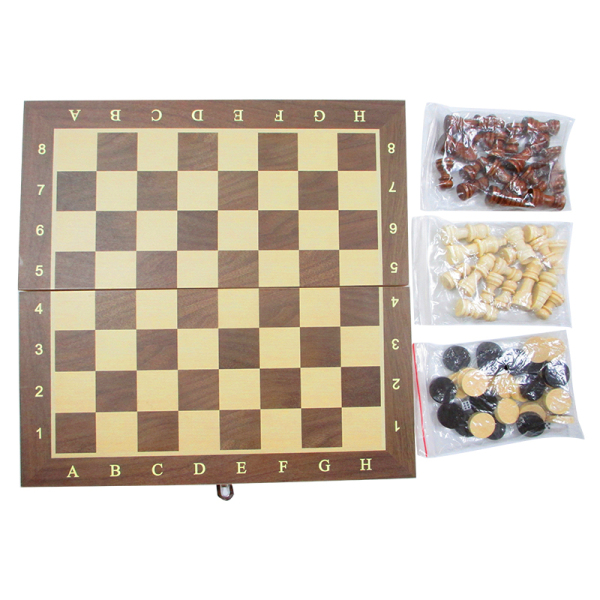 木制国际象棋+西洋棋+双陆棋 游戏棋 三合一 木质