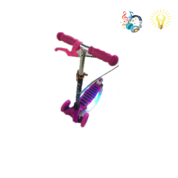 滑板车(带手刹） 滑板车 四轮 英文IC 灯光 音乐 塑料
