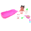 小娃娃带浴盆,兔子,梳子,奶瓶,瓶子粉红,粉蓝2色 塑料