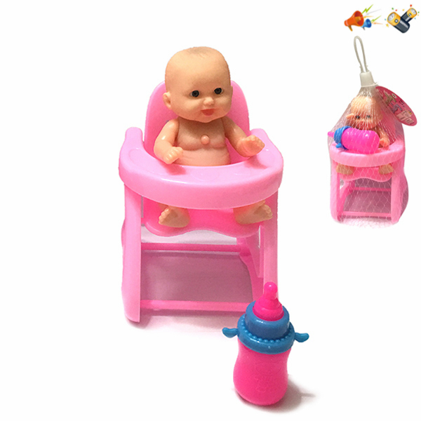 肥童娃娃带餐椅,奶瓶 5寸 声音 不分语种IC 包电 塑料
