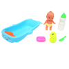 小娃娃带婴儿浴盆,奶瓶,梳子,肥皂,鸭子粉红,浅蓝2色 塑料