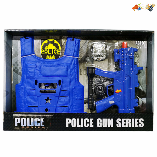 音响枪警察套装 电动 冲锋枪 声音 不分语种IC 包电 实色 单色清装 塑料