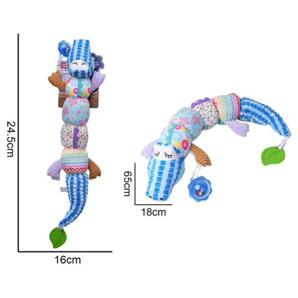 毛绒蓝色鳄鱼毛毛虫响纸摇铃牙胶安抚玩具 布绒