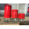 Round stainless steel transparent glass sealed jar set of 3 pieces [19.3 * 9.5 * 26CM]