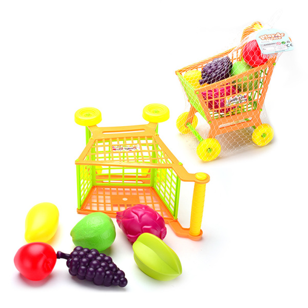 购物车带吹瓶水果组合 仿真 塑料
