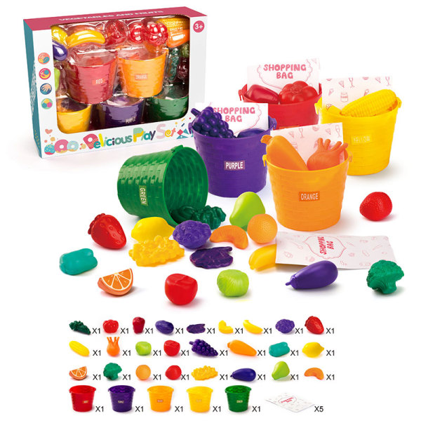 儿童学认色5色框食物套 吹瓶 塑料