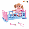 过家家婴儿床  玩具婴儿车  儿童玩具床婴儿床带2只娃娃,梳子,镜子 单层 声音 包电 带娃娃 塑料