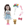 Multiple dolls with balloons, bows, combs, mirrors, dogs