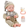 初生婴儿娃娃带睡袋,奶瓶,摇铃 16寸 塑料