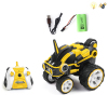 遥控 翻斗黄色机械独角兽旋转特技车带USB线 4通 灯光 包电 喷漆 塑料