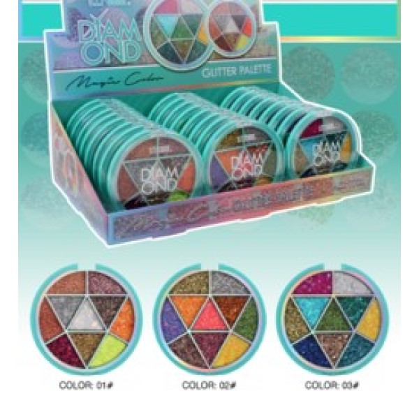 24PCS 10色亮片眼影【5*5CM】 通用 18 盒装 开窗盒 混色 塑料