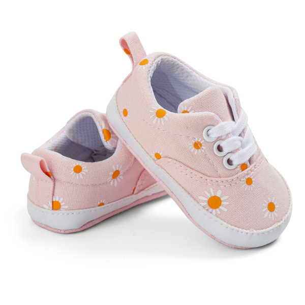 小花系带休闲学步鞋 新生儿（1岁以内） 11-13 粉 OPP袋 OPP袋 布料