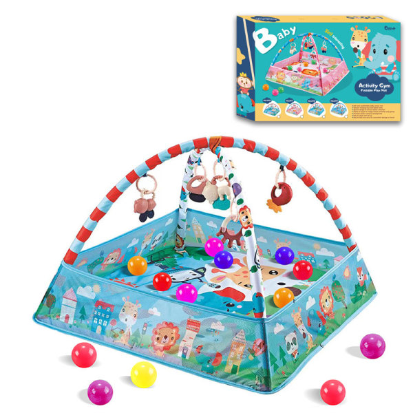 婴儿多功能围栏游戏垫配18粒海洋球 布绒
