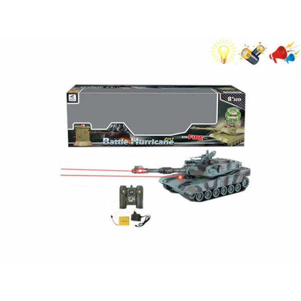 美国M1A2坦克碉堡带充电器 遥控 对战 灯光 声音 不分语种IC 包电 塑料