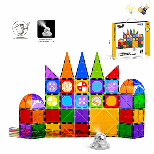 58pcs磁力片城堡积木套-标准版 磁性 灯光 包电 塑料