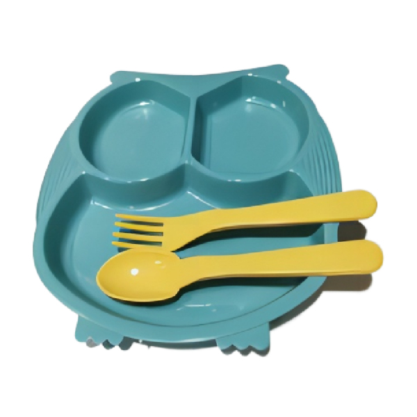 猫头鹰儿童塑料餐具套装 单色清装 塑料