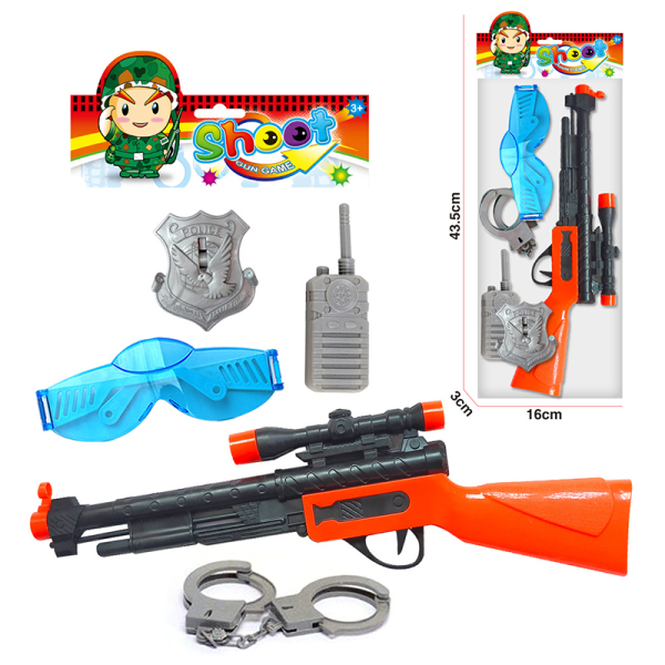 枪带手铐,护目镜,对讲机,警徽 火石 冲锋枪 实色 塑料
