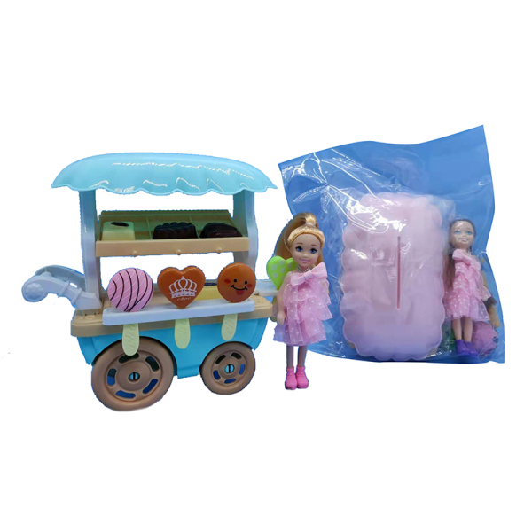 娃娃带雪糕车 2色 5寸 塑料