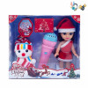 2款空身圣诞女孩肥童娃娃带雪人,圣诞老人,话筒 6寸 音乐 英文IC 包电 搪胶