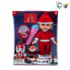 2只3D眼空身圣诞女孩肥童娃娃带雪宝,气球 10寸 音乐 英文IC 包电 搪胶