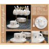 170ML 咖啡杯碟套装6只【带架子+勺子】 单色清装 陶瓷