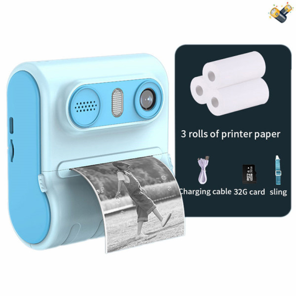 儿童可打印相机带32G内存卡（蓝色） 包电 塑料