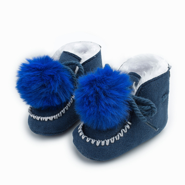 毛绒毛球保暖雪地靴 新生儿（1岁以内） 11-13 深蓝色 OPP袋 OPP袋 聚酯纤维