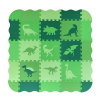 9片恐龙EVA拼图地垫+围边(深绿+浅绿+中绿+草绿)  塑料