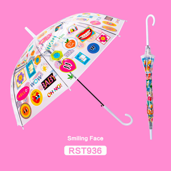 儿童花版彩色雨伞 单色清装 塑料