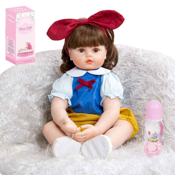 60cm重生软胶高仿真婴儿娃娃（假发套）带奶瓶,磁性奶嘴,尿布,出生卡,鞋子