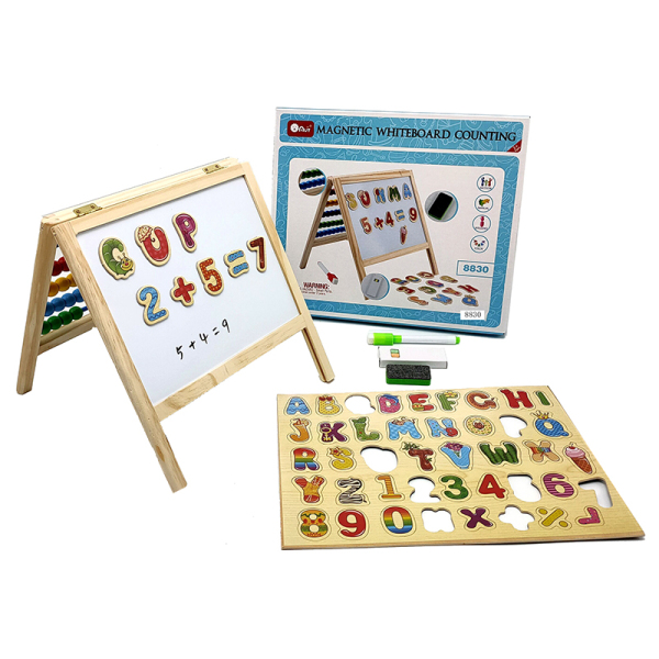 木制磁性数字字母算珠画板组合 白板 单面 木质